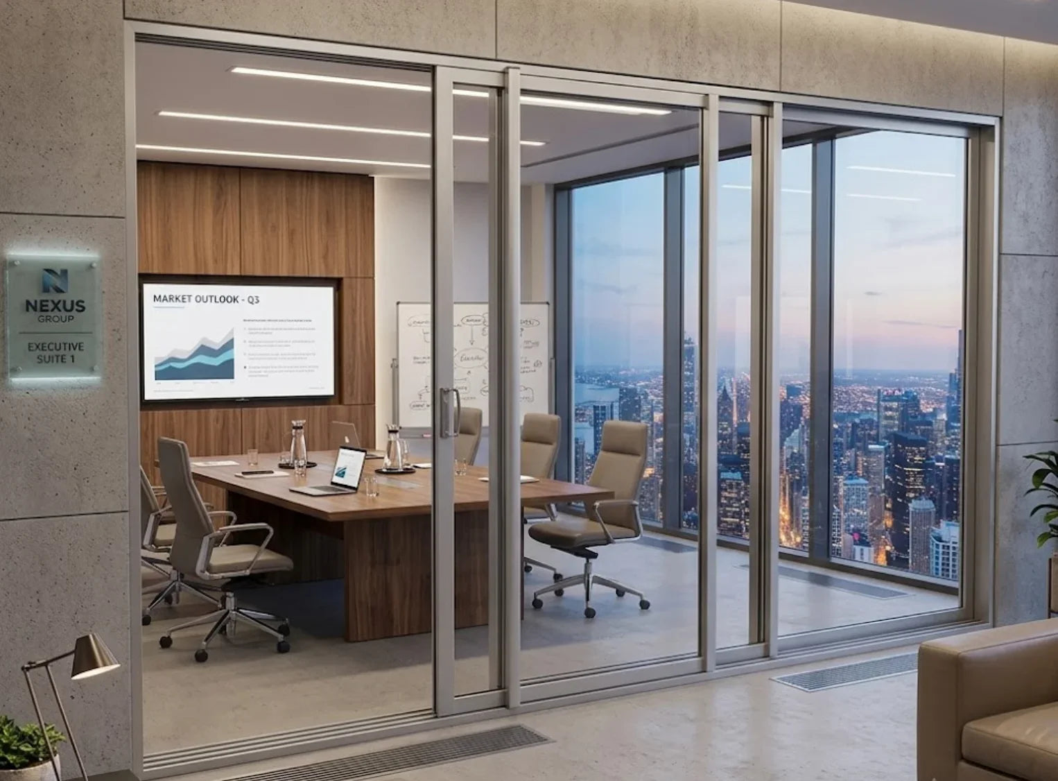 Three-Panel Sliding Door | H2100 x W3000