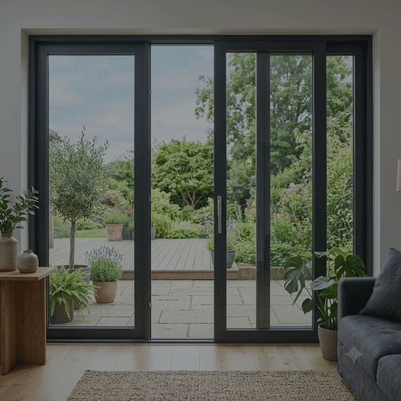 4-Panel Sliding Door with Central Opening | H2400 x W3600