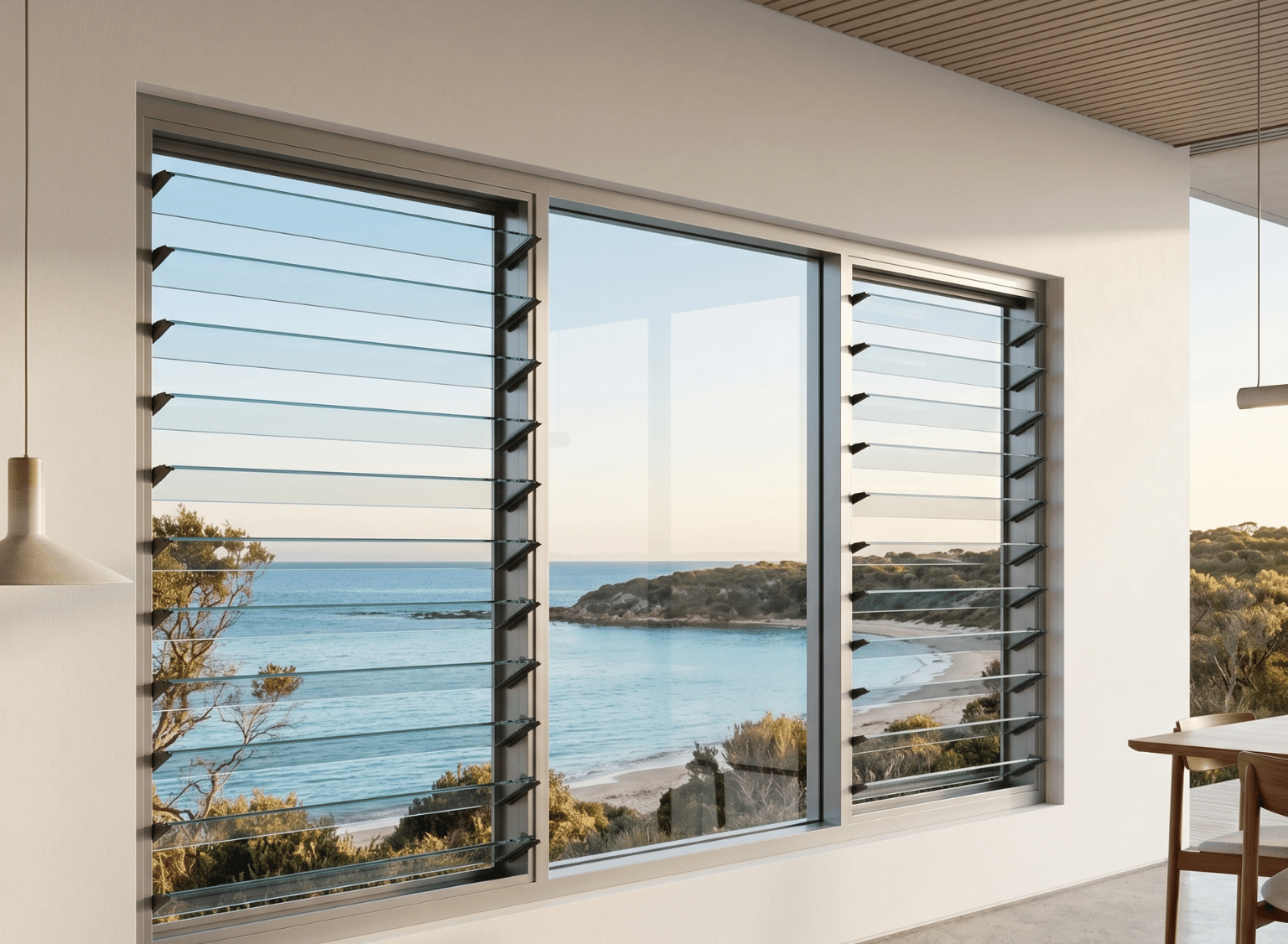 Compact Multi-Bay Louvre & Fixed Window | H805 x W1500