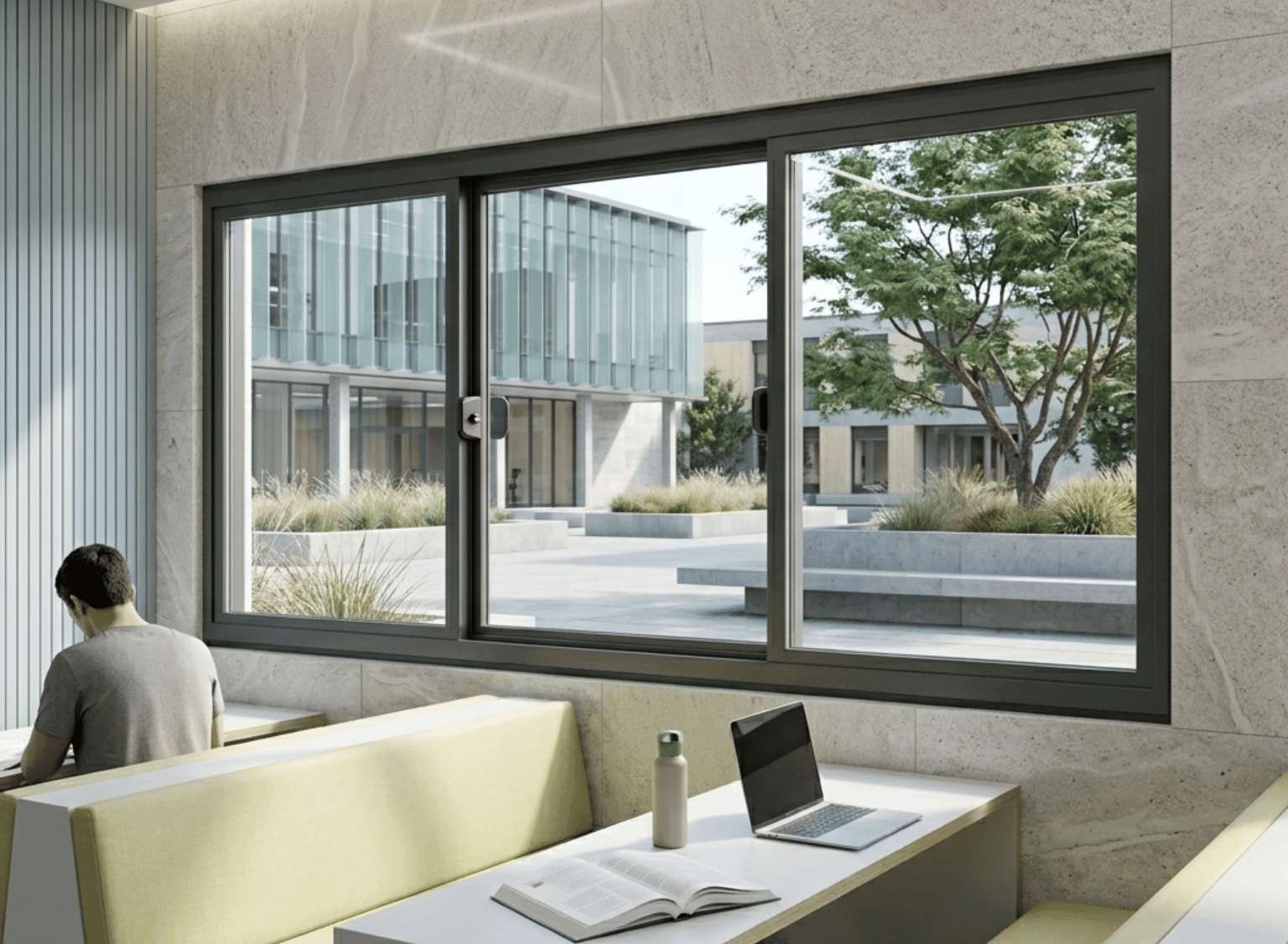 Panoramic 3-Panel Aluminum Sliding Window | H600 x W2400