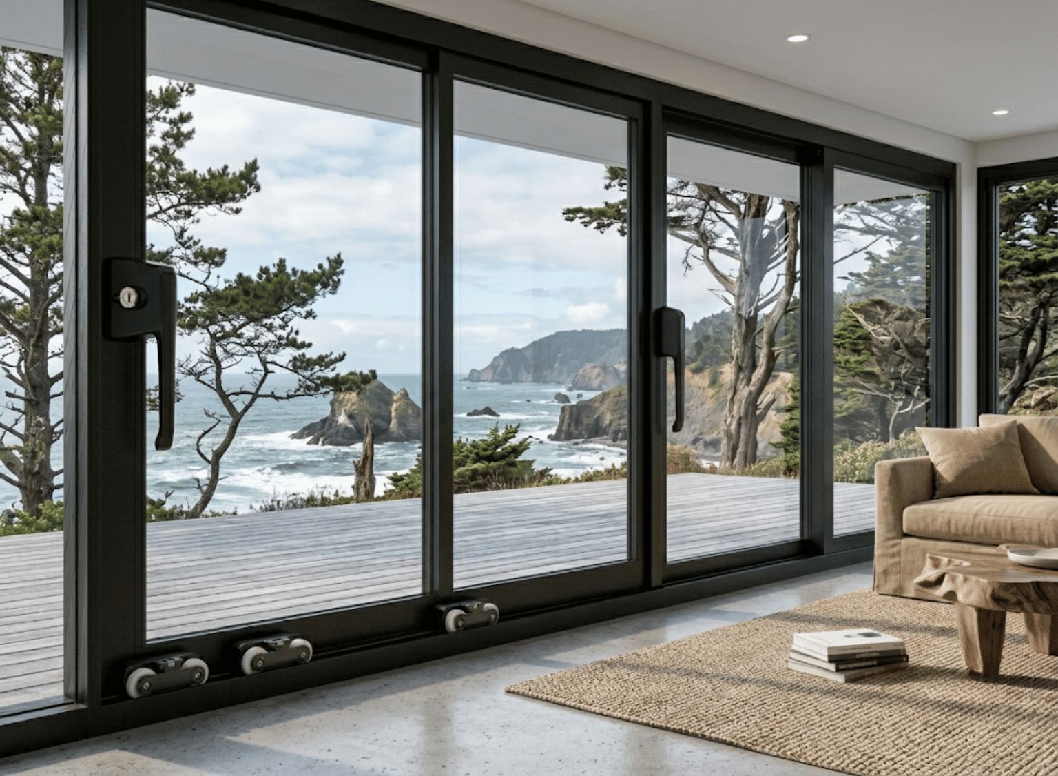 Architectural 3-Panel Aluminum Sliding Window | H1200 x W2100