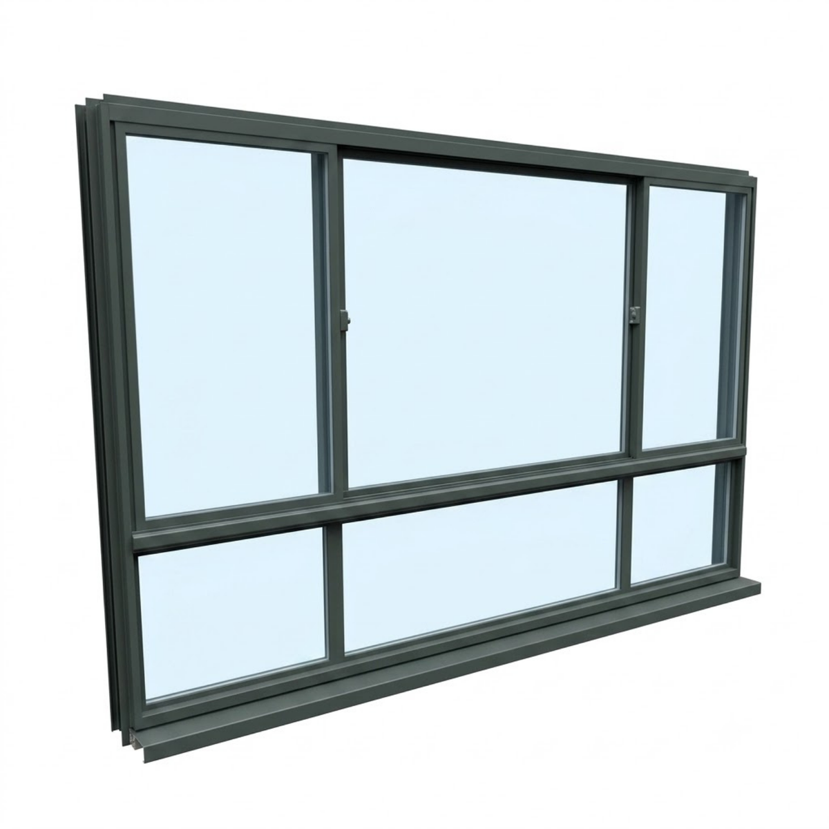 Grand 3-Panel Aluminum Sliding Window with Transom | H1800 x W2700