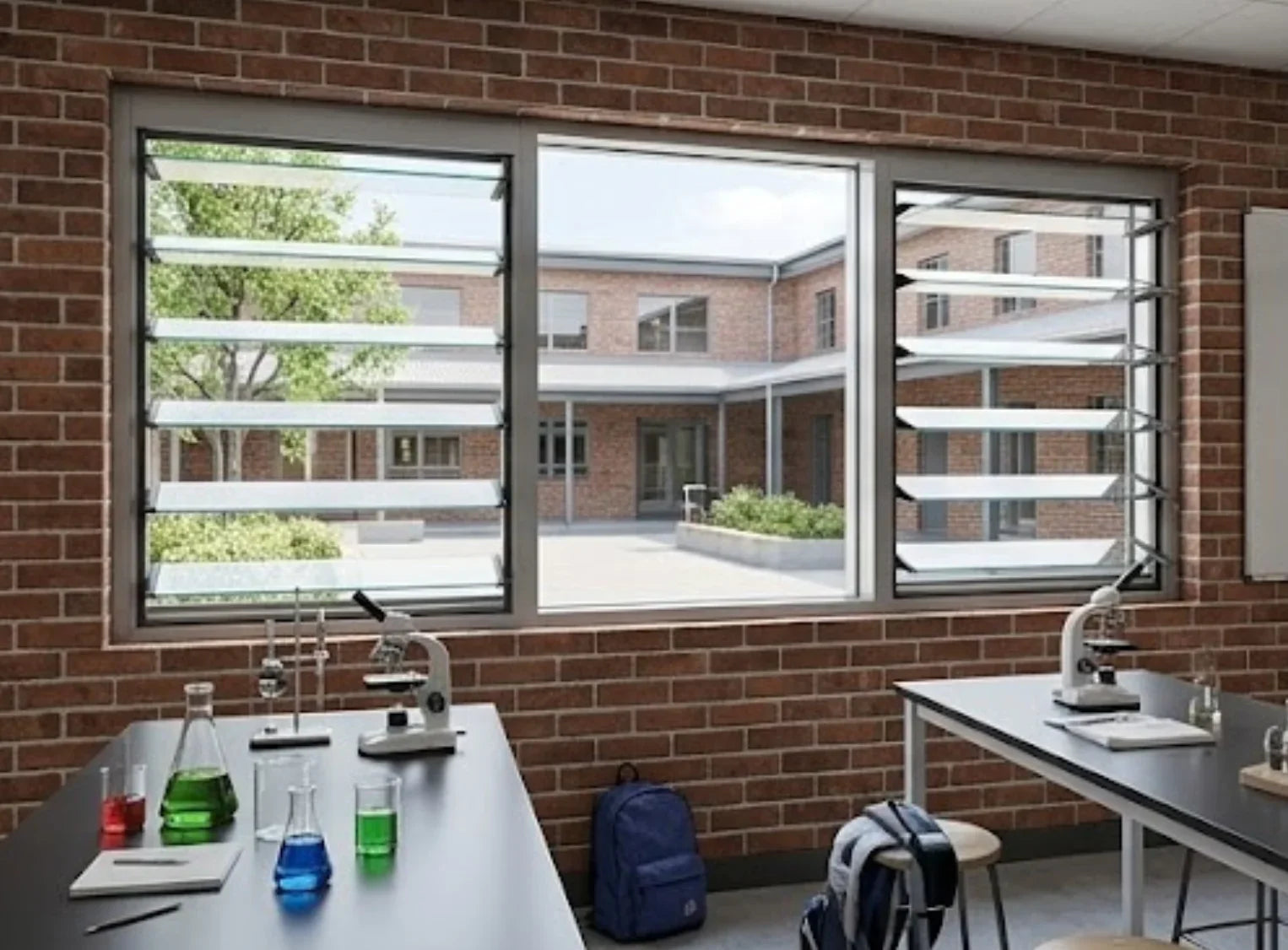 Minimalist Multi-Bay Louvre & Fixed Window | H805 x W1200