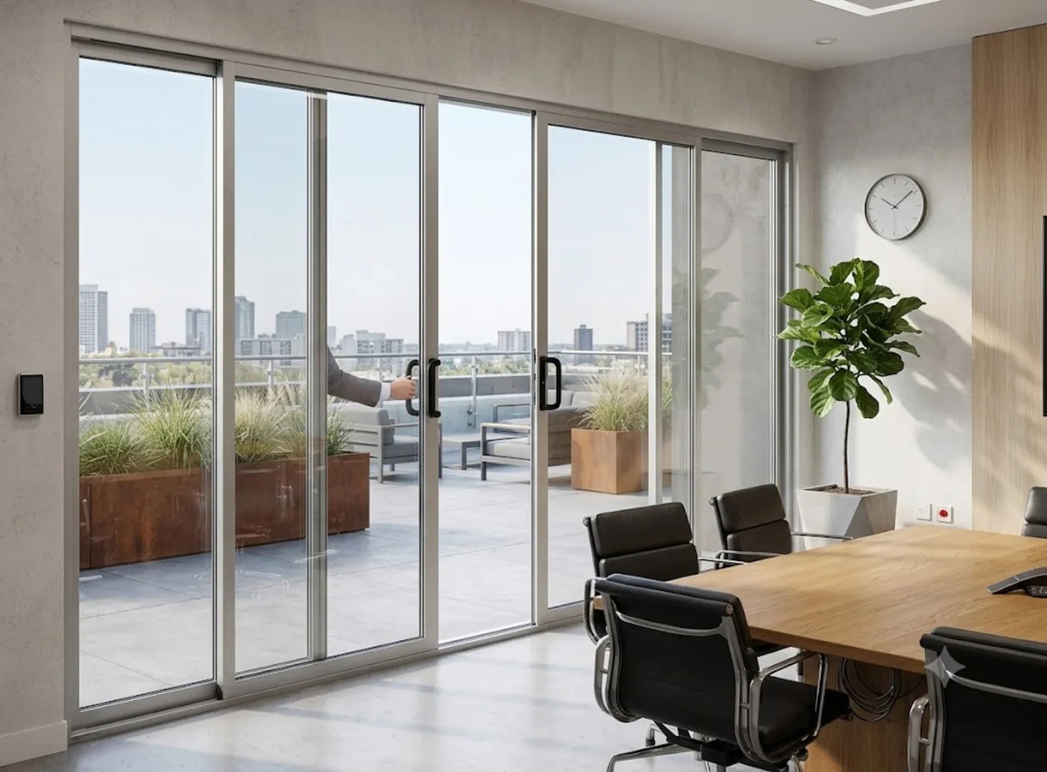 4-Panel Sliding Door with Central Opening | H2400 x W3600